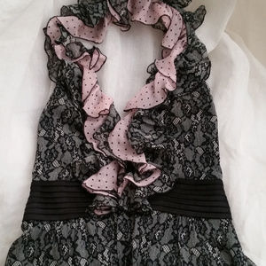💕 ❤Bebe-2b Bebe XS Pink/Black Halter top NWOT ❤💕